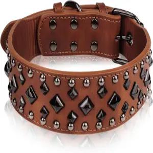 사각 스터드가 달린 프리미엄 인조 가죽 스파이크 도그 칼라 스타일리시하고 내구성 있는 디자인 소형 중형