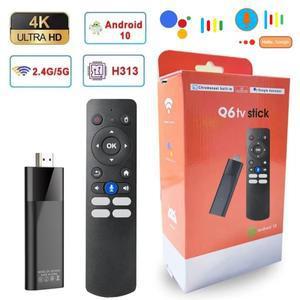 Q6 스마트 호환 TV 스틱 H313 안드로이드 10 4G 5G 듀얼 WiFi6 HD 4K 2GB 16GB 박스 음성 리모컨 BT 5.0 PK