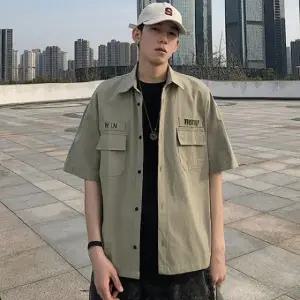 남자남방 캐주얼숙 오버핏 반팔남방 야상 INSUM76 데일리 솔리드숙 슬림핏 남 (WFK3E35)