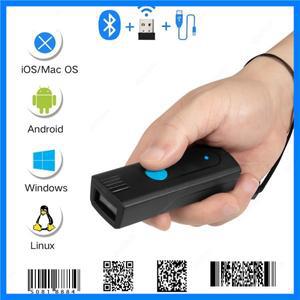 미니 무선 및 블루투스 QR 코드 리더 휴대용 1D 2D 바 스캐너 택배 물류점용 핸드헬드