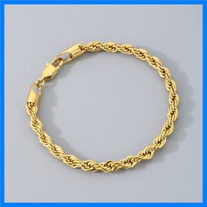 남성 여성을위한 우아한 18k 골드 도금 925 스털링 실버 4MM 체인 팔찌 간단한 20cm 체인 팔찌 남여 파티