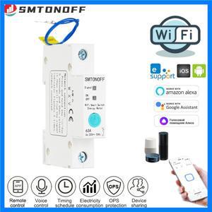 와이파이 회로 차단기 스마트 딘 레일 스위치 타이머 에너지 미터 음성 제어 알렉사 에코 스마트 홈용 구글