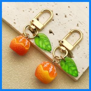 1개 귀여운 만화 시뮬레이션 오렌지 키체인 펜던트 과일 키링 가방 이어폰 케이스 폰 펜던트 장식 액세서리