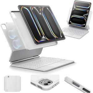 [미국배송] 키보드가 있는 ESR IPAD PRO 13인치 케이스(M5/M4 2025/2024) 이지 셋 마그네틱 스탠드가 13 키보드 케이스 13용 세로/키움 모드 탈착식 리바운드 360 시리즈 화이트
