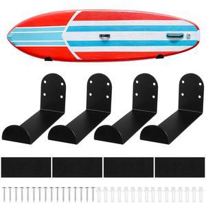 [미국배송] 4팩 유니버설 스케이트보드 및 서핑보드 벽걸이 디스플레이 랙 스테인리스 스틸 벽걸이 솔리드 서핑보드 롱보드 웨이크보드 등과 함께 작동 블랙