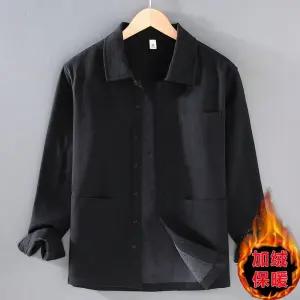 토르 남자 솔리드 셔츠 겨울 고급 모시 기모 도톰 캐주얼 면마 루즈핏 코트 OPH4