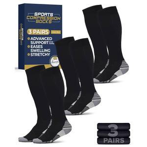 펨브룩 3켤레 압박 양말 20-30mmHg - 여성용과 남성용 압박 양말 | 달리기, 운동, 여행, 간호사