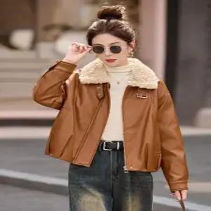 블랙팬서 여성 가죽 재킷 가을 겨울 빅 퍼 칼라 기모 도톰 코트 OPH4