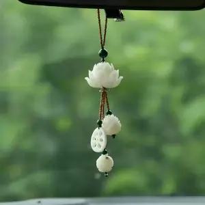 불교 룸미러걸이 연꽃 걸이 차량 행운 인테리어 초록 펜던트