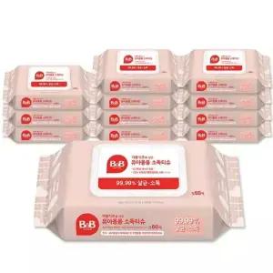 비앤비 자몽식초 유아용품 소독티슈 캡형 60매 x12팩 세정 안심제균 436170