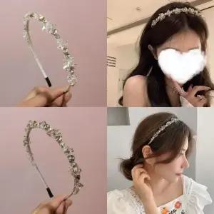 퀸큐빅머리띠 스톤 헤어밴드 액세서리 얇은 보석 슬림