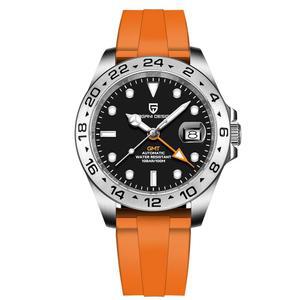 [미국배송] 파가니 디자인 시계 남성 GMT 자동 와인딩 기계식 아날로그 사파이어 스포츠 방수 야광 손목시계