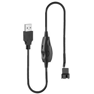 스위치 및 속도 조절기가 있는 Gebildet 12V 전압 승압 USB 3핀 4핀 PC 팬 슬리브 전원 어댑터 케이블