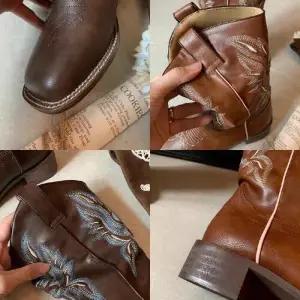 버전 프린지 부츠 통굽 웨스턴 소가죽 자수 앵클숏부츠 여성용 데님 빈티지 원픽5