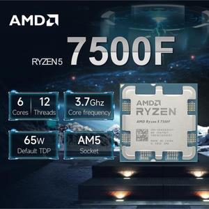 리뉴얼 AMD Ryzen 5 7500F 3.7GHz 6코어 12스레드 L3=32M 프로세서 65W R5 소켓 AM5 5NM DDR5 냉각 장치 리