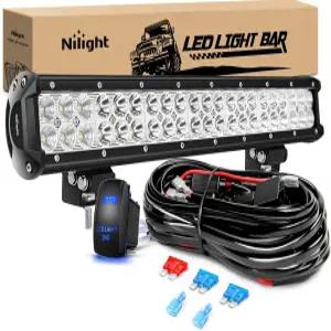 Nilight LED 라이트 바 20인치 126W 스팟 플러드 콤보 오프 로드 12V 5핀 로커 스위치 배선 하네스 키트