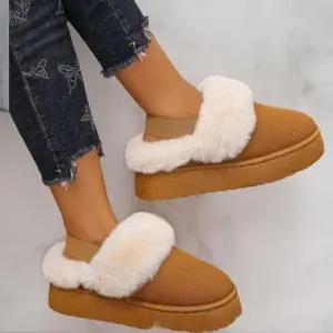 [옷자락]여성 백 스트랩 밴딩 기모 안감 통굽 슬리퍼