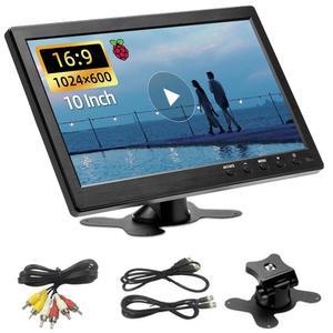 VOLXCEREO 미니 TV 자동차 비디오 플레이어 컴퓨터 디스플레이 컬러 스크린용 10 1인치 소형 모니터 1024 600P 해상도 라즈베리 파이 PC 노트북 TV 카메라 게임용 보안 모니터 DS 95