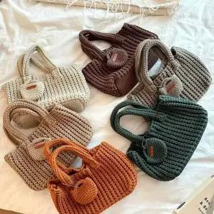 미니백 미니 니트가방 코인 여성 토트백 뜨개