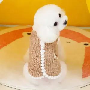 반려견 곰돌이 패치 귀여운 데일리 겨울 조끼 스타일 애견의류