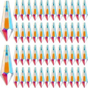 50개 38mm 선캐처 크리스탈 클 프리즘 펜던트 샹들리에 드롭 램프 캔들 홀더 커튼 DIY 부품 선캐처(AB