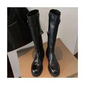 여성용 롱부츠 신발 소가죽 버전 가죽 통굽 부츠 메일라드 롱 KS5