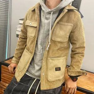 남성 멀티포켓 추동재킷 코듀로이 칼라 기모 카고자켓 퓨어컬러 점퍼 항공 코트 OP5