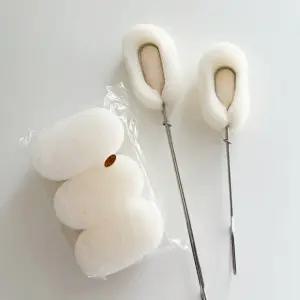 스텐 집게 다용도 스펀지 수세미 주방 설거지 욕실 청소 젖병 텀블러 컵 세척솔 리필 (3p)