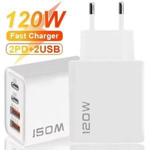 120W 4포트 USB C PD 고속 충전기 벽면 플러그 어댑터 퀵차지 3.0 아이폰  샤오미 휴대폰 타입