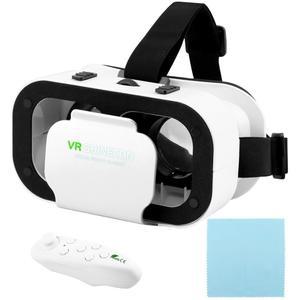 컨트롤러가 있는 휴대폰용 VR 헤드셋, 가상 현실 고글, 110 FOV 게임 비디오 영화 교육용 3D 안경 헤드셋 헬멧 4.7-6 u201C 화면(화이트+블랙, 사이즈: 6.14*3.98*3.46인치)