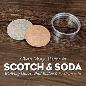 스카치 & 소다 (워킹 리버티 하프 달러) 마술 트릭 동전 교환 마법사 클로즈업 속임수