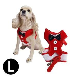 L 우쭈쭈 턱시도 하네스 세트 강아지 레드 하네스 (WFJ7U6A)