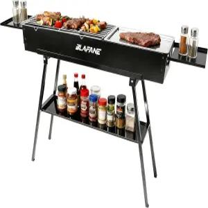 블라판 휴대용 불 그릴 견고한 구조의 접이식 듀얼 존 히바치 바비큐 - 팬 선물(캠핑 뒷마당 피크닉 여행