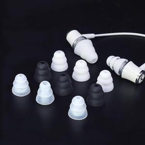 유니버셜 인이어 이어폰 헤드셋용 소프트 실리콘 팁 이어버드 캡 1-10세트 S/M/L 3 레이어 패드 쿠션