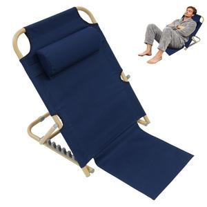퍼페레이트 침대 등받이 지원 휴대용 의자 7 기어 조절 가능한 팅 접이식 독서 의자, 노인 뒷목 요추 지지용 베개 포함, 해변에서의 편안한 여행 (딥 블루)