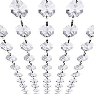 크리스탈 갈랜드 스트랜드 - 매달린 샹들리에 보석 구슬 체인 결혼식 파티 만자니타 센터피스 크리스마스 트리를 위한 14mm 투명 옥타곤 프리즘 다이아몬드 스트링 장식 (유리, 16피트)