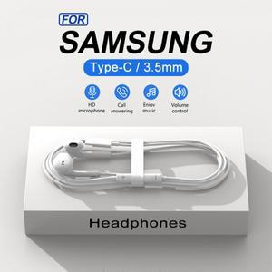 삼성호환 갤럭시 호환 S23 S22 S21 S20 FE Type C 3.5mm 이어폰 용 유선 헤드폰 Note 10 9 8 귀마개 휴대폰
