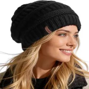 여성용 FURTALK 여성 겨울 니트 슬루시 비니 모자 따뜻한 스컬 스키