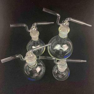 2429 조인트 붕규산염 유리 원추형 플랫 플러시 플라스크 실험실 가스 세척병 100 500ml