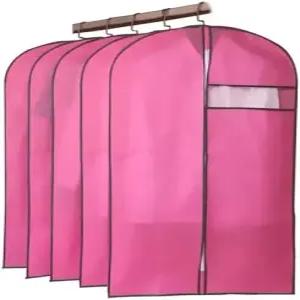 여행 옷장 보관 투명 창문 방수 방진 부직포가 포함된 회색 지퍼 의류 가방 5팩 60x105cm(24x41인치) -