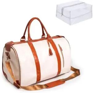 바퀴 접이식 PU 가죽 여행 가방 여성 대용량 휴대용 의류 신발 수납 공간 스타일리시한 수하물 비즈니스