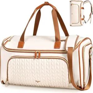 여행용 토니 의류 더플백 여성 4ni1 행잉 위켄더백 가방에 컨버터블 캐리 어깨끈이 달린 살구 브라운