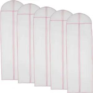 1/2/5Pcs 웨딩원피스 먼지 커버 걸이식 신부복 원피스 정장 코트 의류용 가정용 보관가방(5Pcs)