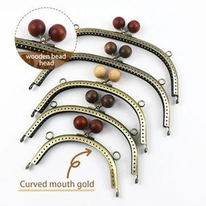 금속 나무 구슬 지갑 프레임  키스 걸쇠 가방 손잡이  DIY 수제 가죽 공예 바느질 액세서리  12.5 cm  20.5