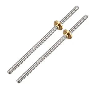 TOP-VIGOR 2Pcs T8 리드 스크류 길이 200mm 8mm 다이아 2 스테인리스 스틸 나사산 로드 스크류와 구리 너트