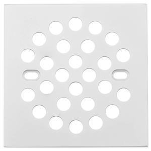 RRAJJ 사각형 개선 4-1/4 인치 (108mm*108mm) 스크류 인 샤워 바닥 배수 격자 스트레이너 (흰색)