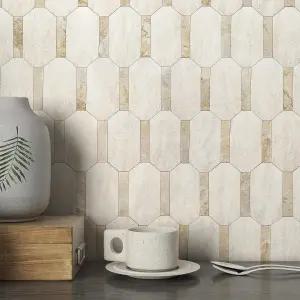 M MOFIT 옥타곤 대리석 모자이크 주방 필 앤 스틱용 백스플래시 타일 샤워 방수 욕실 접착 스티커 벽 매트