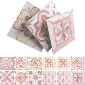 올웨이즈폰 12 시트 6x6인치 핑크 3D 발포 보드 비닐 백스플래시 대리석 타일 자가 접착 필 및 스틱 벽