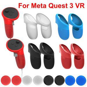 실리콘 컨트롤러 그립 커버 낙하 방지 조이스틱 미끄럼 조정 가능한 스트랩 포함 메타 3 VR 액세서리 1 쌍