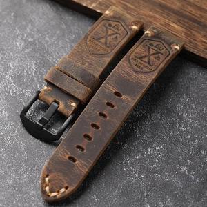 갤럭시 워치 7 /FE /6 /5 /4 /3 클래식 43mm /47mm 40mm 44mm /액티브 2 /갤럭시 5 프로 /42mm /46mm /가민 베누, 남성용 빈티지 가죽 팔찌 스트랩 20mm